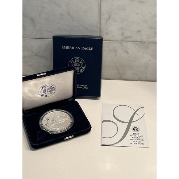 2004-W US Mint 1 oz Silver Proof American Eagle $1 Bullion Coin .999 COA troy oz - Picture 1 of 4